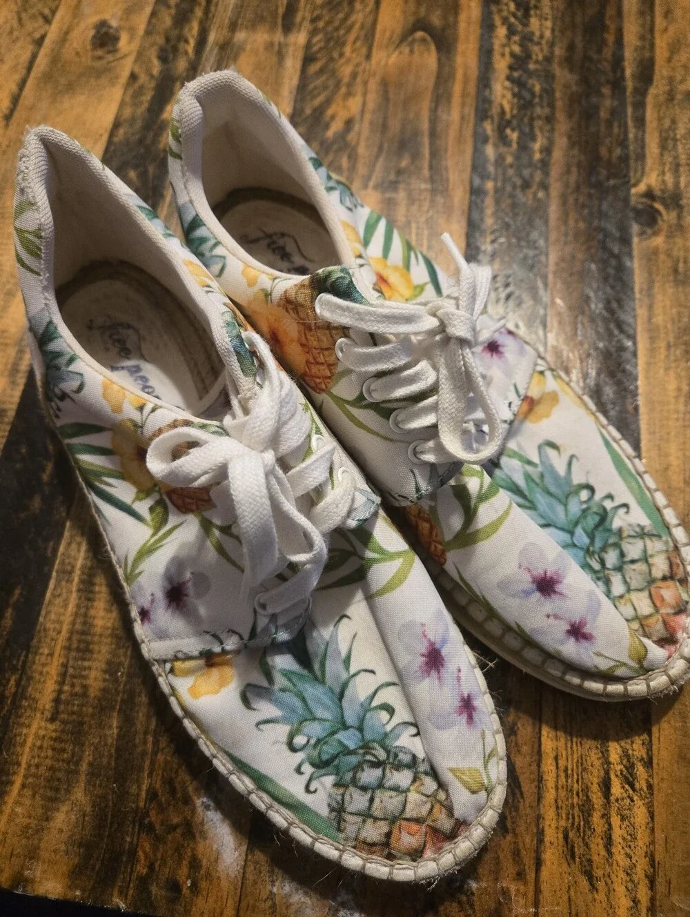 Free People Jackson Espadrille Floral Pineapple Canvas Lace-Up Sneakers